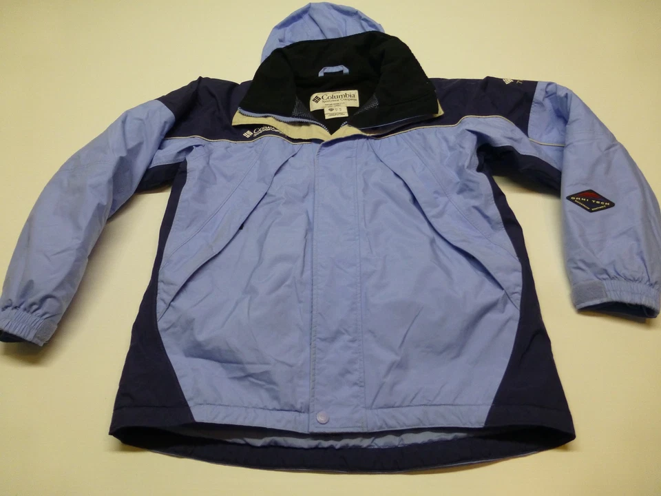 Abrigo Columbia Niñas Talla 14/16 Azul Forrado Polar Capucha Oculta Buen Estado Foto 1 de 4