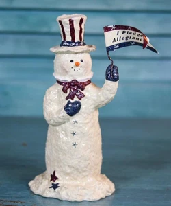 Enesco Schneesnickle "I Pledge Allegiance" Linda Lindquist Baldwin 2000 Schneemann - Bild 1 von 12