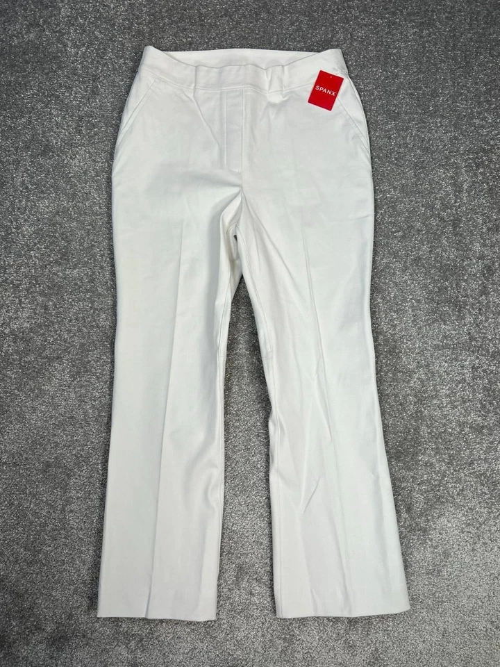Spanx Kick Flare Pants Women's Medium Classic White Pull On Ankle Stretch