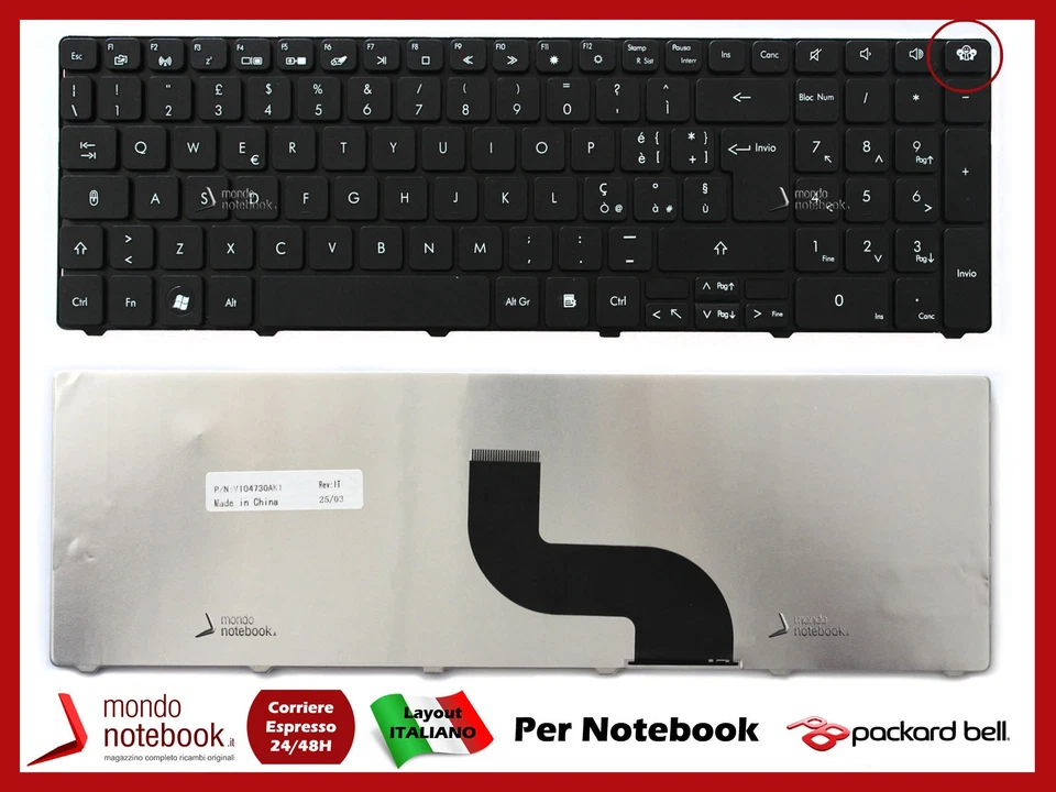 Tastiera Notebook Italiana per Packard Bell EasyNote TM85 Series - Nuova