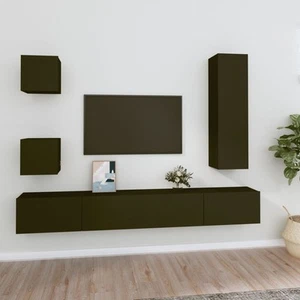 Set Muebles TV 5 Piezas Madera Contrachapada Negro Dormitorio Hogar vidaXL - Imagen 1 de 11