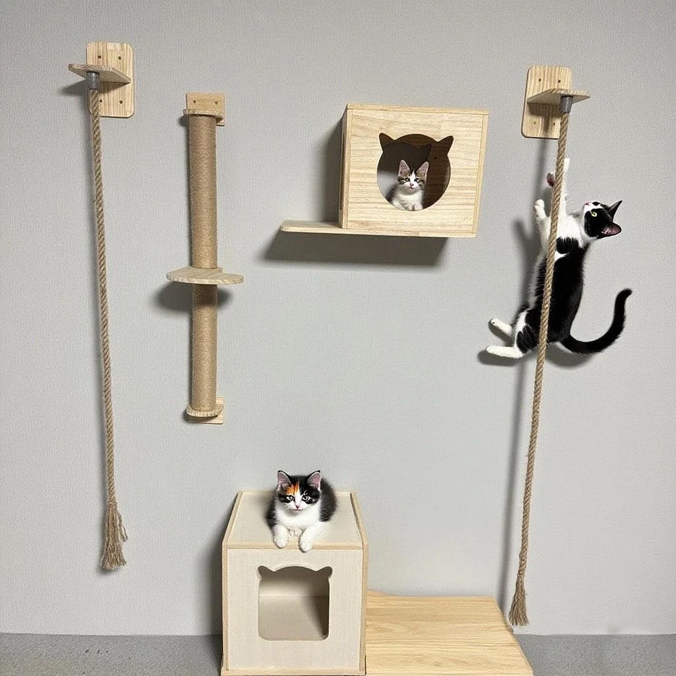 Cat Climbing Rope Cat Tree Wall Mounted Modern Stable Easy Installation Sturdy - Image 1 of 1