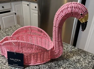 Pink FLAMINGO Serving Basket - Nautica Home NWT - Picture 1 of 8