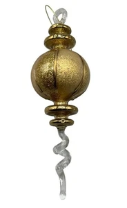 Navidad Oro Brillo Árbol Adorno Grueso Vidrio Bombilla Giro Final 7" LEER - Imagen 1 de 9