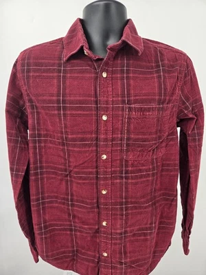 George Corduroy Shirt Small Red Plaid Long Sleeve Casual Pocket Thermal Mens - Image 1 of 4