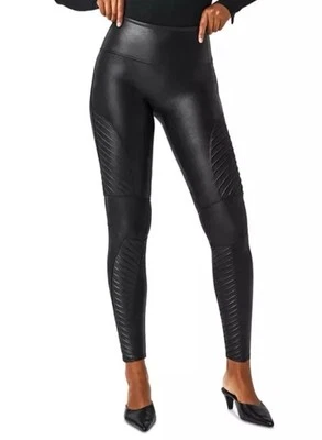 Leggings de moto de cuero sintético SPANX para mujer grandes negros 20136R Foto 1 de 4
