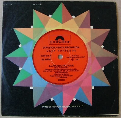 DEEP PURPLE 45 Call Of The Wild /Bad Attitude SOUTHAMERICA 7" 1987 Spanish Title - Image 1 of 3