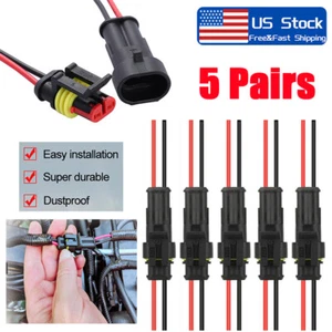 5Pairs Car Auto 2 Pin Electrical Wire Connector Plug Cable Kit 20AWG Waterproof - Bild 1 von 15