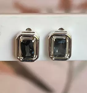 925 Silver Rectangular Post Earrings with Prong Set Burmese Spinels - Picture 1 of 4
