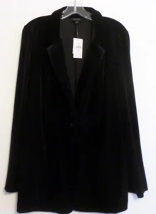 NWT! J JILL WEAREVER BLACK VELVET KNIT BLAZER-MT-ONE BUTTON FRONT-GORGEOUS! - Picture 1 of 4