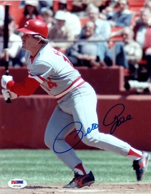 PETE ROSE PSA/DNA SIGNED 8X10 PHOTOGRAPH CERTIFIED AUTHENTIC AUTOGRAPHED REDS. - Image 1 of 2