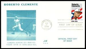 1984 Roberto Clemente FDC Extra-Base Hit! J:M Cachet - Picture 1 of 2