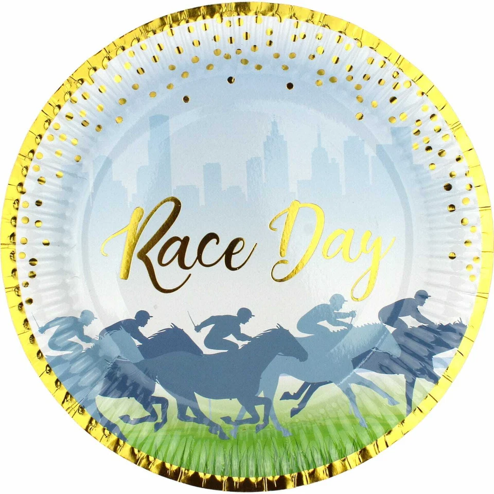 Horse Racing "Race Day" Party Plates 23cm 8pk - Melbourne Cup Party Supplies - Image 1 of 1