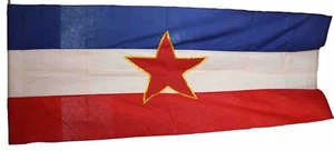 š„RARE - Originalš 59" Mint Canvas Antique Yugoslavia Flag Tito Jugoslavija - Picture 1 of 9