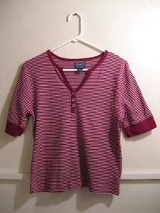 CHAPS CLASSICS womens casual shirt short sleeve 1/4 button down, size large - Picture 1 of 4