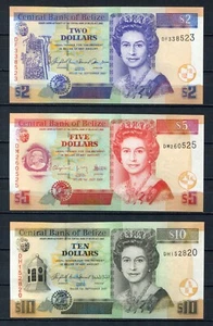 Belize 2007-2009 • 2,5,10 dollars • P# 66c,67d,68c • NEUF UNC (N-1563) QE2 - Afbeelding 1 van 2