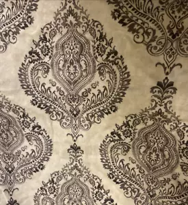 Waverly Inspirations 45" Cotton Damask Print Black Medallion Fabric 1.5 Y W13 - Picture 1 of 4
