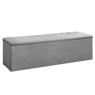 NNEDSZ Storage Ottoman Blanket Box Grey LARGE Fabric Rest Chest Toy Foot Stool - Image 1 of 4