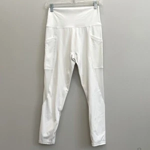 Aerie Chill Play Move Hi-Rise 7/8 Leggings Mesh Stretch White Large Pockets - Picture 1 of 10