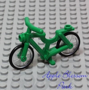 NEW Lego Minifig GREEN BICYCLE - City Town Boy Girl Bike w/2 Black Wheels Tires - Picture 1 of 4