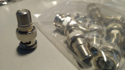 BNC Male Plug To F-Type Female Jack RF Coaxial Adapter F to BNC 1/2/5/10 Pcs - Image 1 of 2