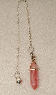 EDELSTEINPENDEL / ANHÄNGER  HEXAGON : ERDBEER QUARZ NEU! - Bild 1 von 2