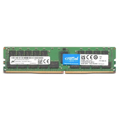 Micron 32GB 2933MHz DDR4 REG ECC RDIMM PC4-23400 288Pin 2RX4 1.2V Server Memory - Image 1 of 2
