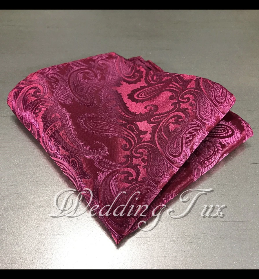 NUEVO PAISLEY Pañuelo Cuadrado de Bolsillo Pañuelo Solo 43 Colores Fiesta Baile de graduación Boda Foto 1 de 1