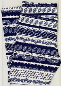 TC LuLaRoe Tall & Curvy Leggings Beautiful Navy Blue White Paisley Rare! NWT L76 - Picture 1 of 6