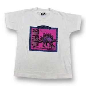 Vintage Dinosaur Stegosaurus Dinamations Single Stitch T Shirt Boys M 1990 USA - Picture 1 of 6