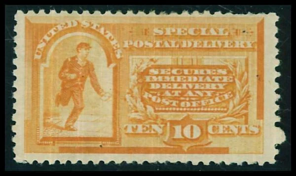 United States 1893 10 cents ☀ Scott #E3 - 300 $ - Ongoing courier ☀ MH* Unused - Image 1 of 2