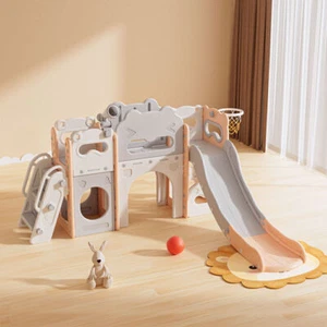 7 in1 Toddler Slide, Freestanding Playground Set Kids Climber Telescope Tunnel - Picture 1 of 10
