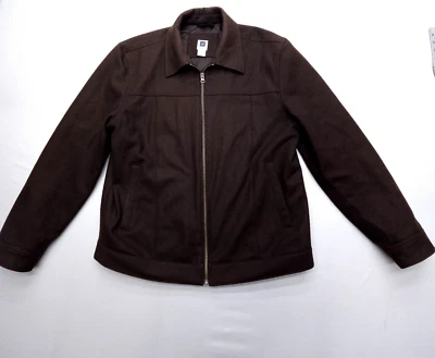 Gap Heavy Wool Blend Collared Bomber Jacket Mens XL Brown Quilted Lined Y2K - Image 1 of 4