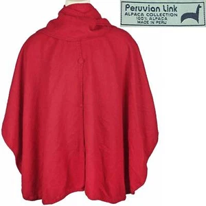 Alpaca Wool Cape Poncho Shawl Peruvian Connection Winter Red Valentine One Size - Picture 1 of 9