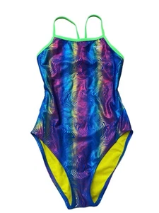 The Finals Rainbow Foil & Neon Lime Trim Athletic Swimsuit Badeanzug - 36M - Bild 1 von 7