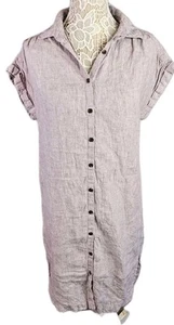 C & C California Linen Shirt Dress Womens S Lavender Button Front Midi Casual - Picture 1 of 9