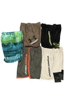 UNDER ARMOUR UA BIG BOYS YOUTH XL ATHLETIC GYM SWIM LOGO SHORTS 5 LOT - Picture 1 of 15
