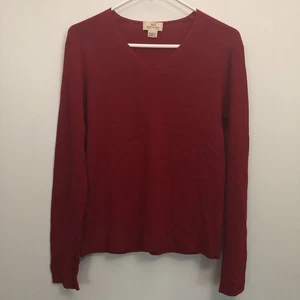 Brooks Brothers 346 Fine Italian Merino Women’s Large Red VNeck Long Sleeve Wool - Bild 1 von 6