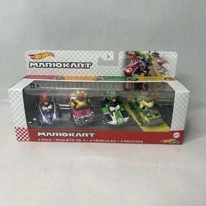 Hot Wheels Mario Kart Die-cast Vehicles Mario Bowser Luigi Bowser Jr. 4 Pack NEW - Picture 1 of 5