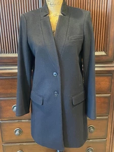 Veronica Beard Black Cashmere Lambswool Car Coat Size 4 Retail $950 - Picture 1 of 13