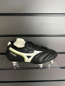 MIZUNO TIMARU JR RUGBY BOOTS, UK SIZE 3, BLACK/ WHITE/ LIME - Picture 1 of 5