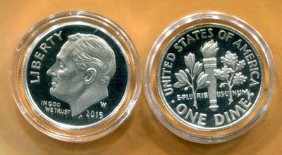 Gem 2015-W PROOF Commemorative Ultra-Cameo Silver Roosevelt Dime - Free Shipping - Image 1 of 3