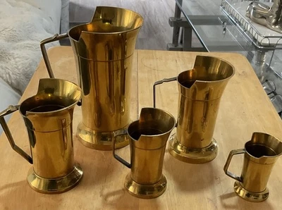 Tazas medidoras de latón de colección 5 piezas 1, 2/3, 1/3, 1/4, 1/8 taza Foto 1 de 4