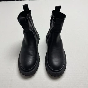 Zara Black Lug Sole Chunky Zip Chelsea Boots Ankle EU: 36 US: 6 - Picture 1 of 8