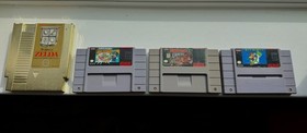 Nintendo NES SNES Game Lot: Zelda, Super Mario All-Stars, Donkey Kong Country