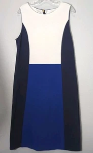 Boden Womens Sz 12L Geraldine Ottoman Lapis Colorblock Blue Knee Length Dress 84 - Picture 1 of 9