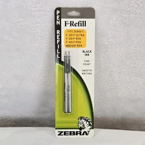 Zebra F-Refill 2 Pen Refills Black Ink Fine Point Fits F-301 F-402 Notus - Picture 1 of 7