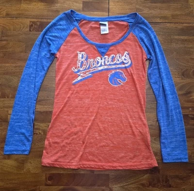 Creative Apparel Women's Blue Size M Boise Broncos Raglan Long Sleeve Tshirt - Image 1 of 4