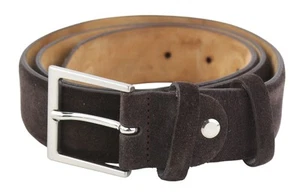 SUITSUPPLY Men Belt 85 CM Brown Suede Genuine Leather Silver Tone Buckle Casual - Picture 1 of 10