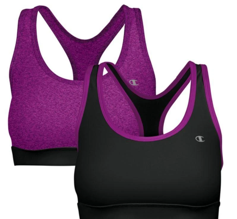 NUEVO SUJETADOR DEPORTIVO MUJER 2 PK CHAMPION DOBLE SECO ELÁSTICO ESPUMA EXTRAÍBLE COPA VARIEDAD Foto 1 de 1